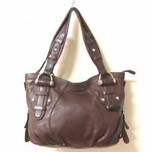 B. Makowsky Dark Brown Leather Handbag