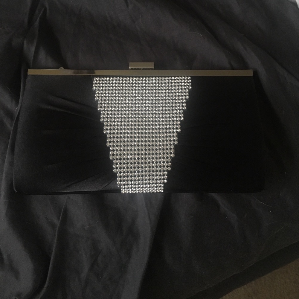 Black satin clutch with embellishments!