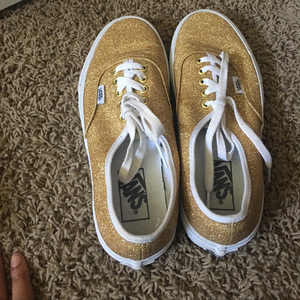 Gold sparkly vans!