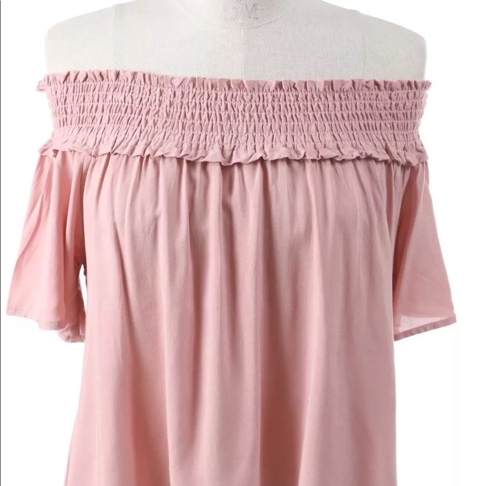 Off the shoulder, Linen , " Kate ",  ribbed top 🌸 - Picture 2 of 5