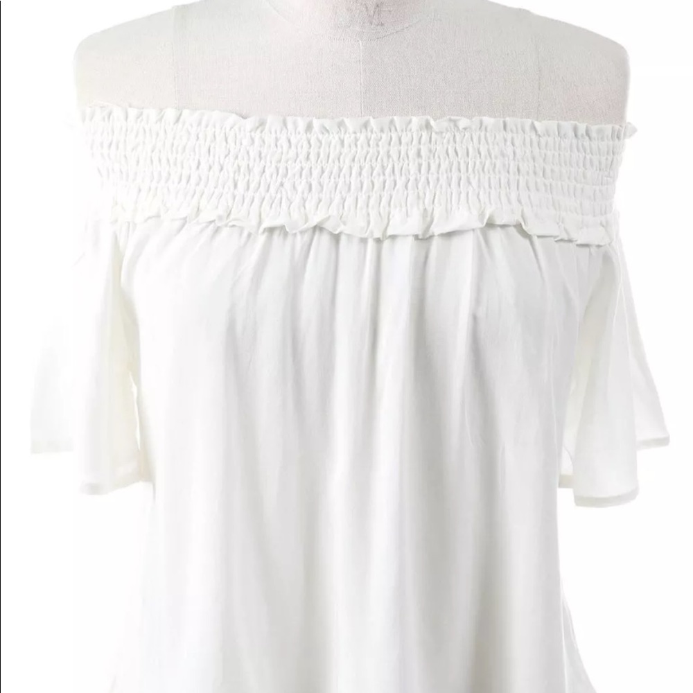 Off the shoulder, Linen , " Kate ",  ribbed top 🌸 - Picture 3 of 5