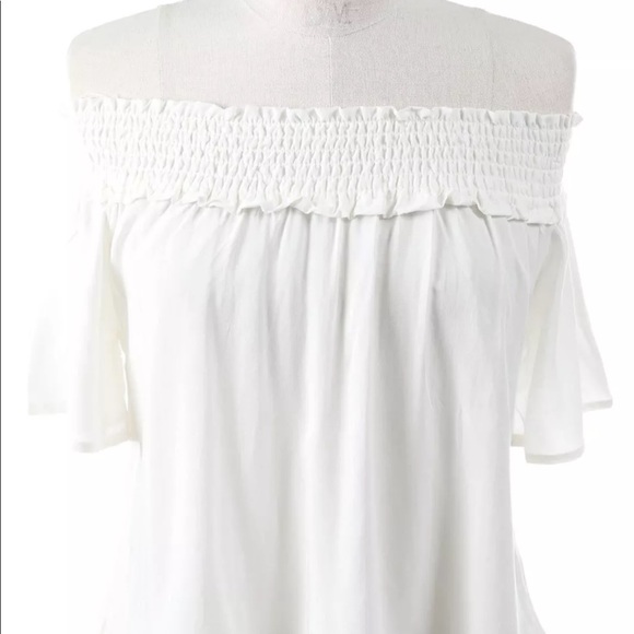 Off the shoulder, Linen , " Kate ", ribbed top 🌸 - Picture 3 of 5