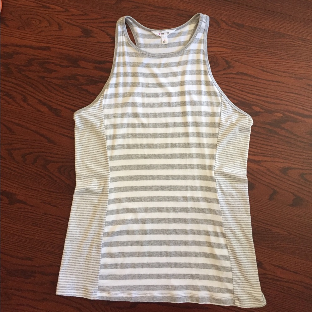 Athleta tank top, good as new, gray/white, medium