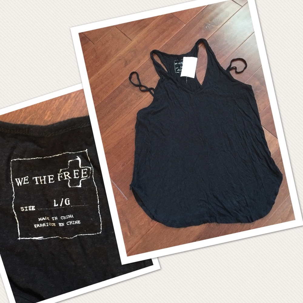 Free people cold shoulder tank black L large
