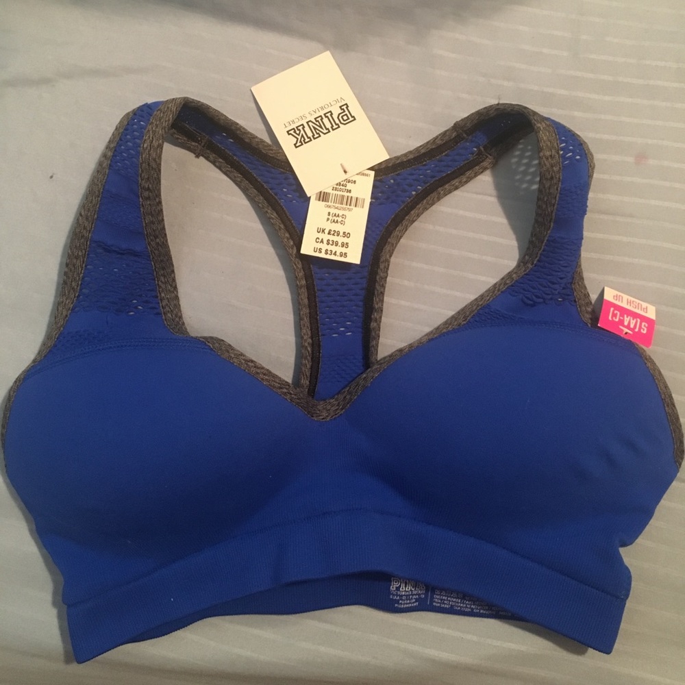 Blue PINK sports bra