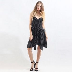 Black harness dress with irregular tail cut