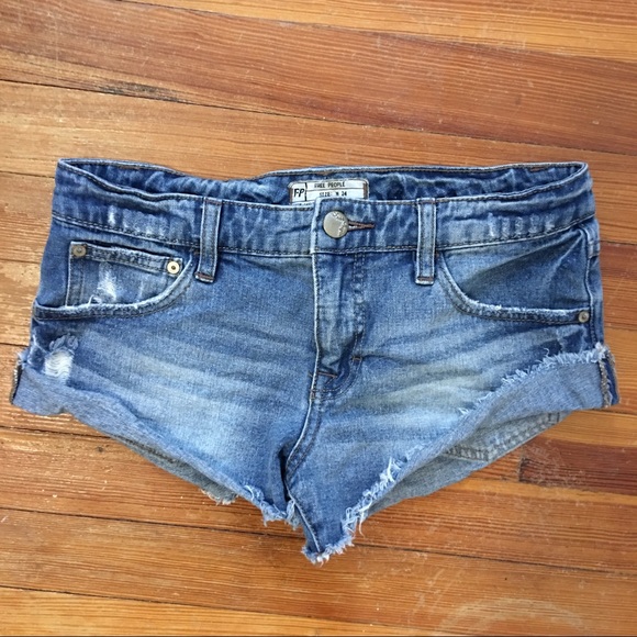 Free People Pants - Free People distressed blue jean denim shorts