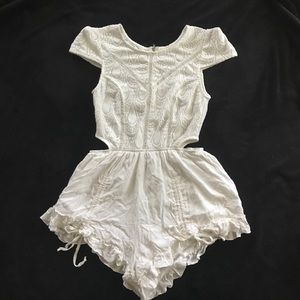 Women's crochet cap sleeve romper