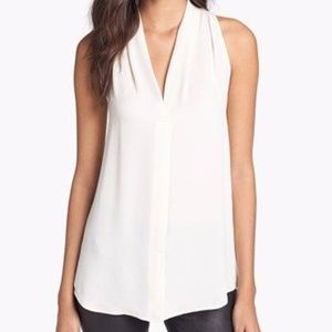 Theory off-white silk sleeveless blouse, size M