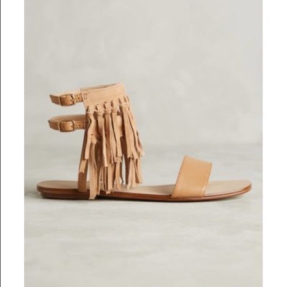 Leather Fringe Knotted Huarache Boho Chic Sandals - Picture 4 of 5