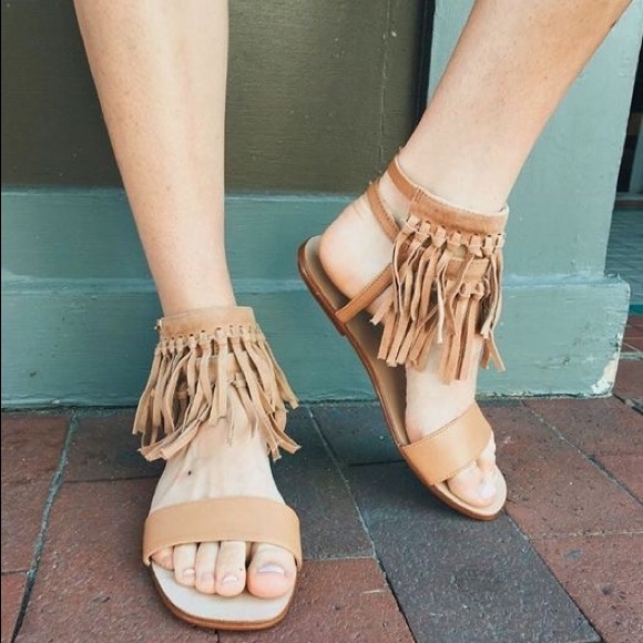 Leather Fringe Knotted Huarache Boho Chic Sandals - Picture 5 of 5
