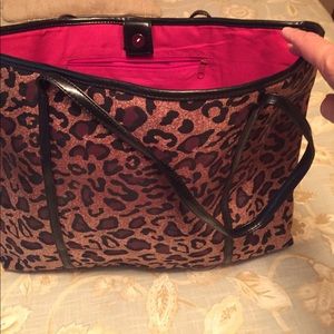 Leopard, black, and red tote