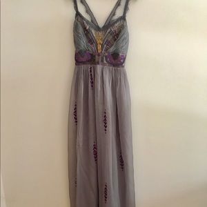 Free People Purple/gray/gold Long Dress