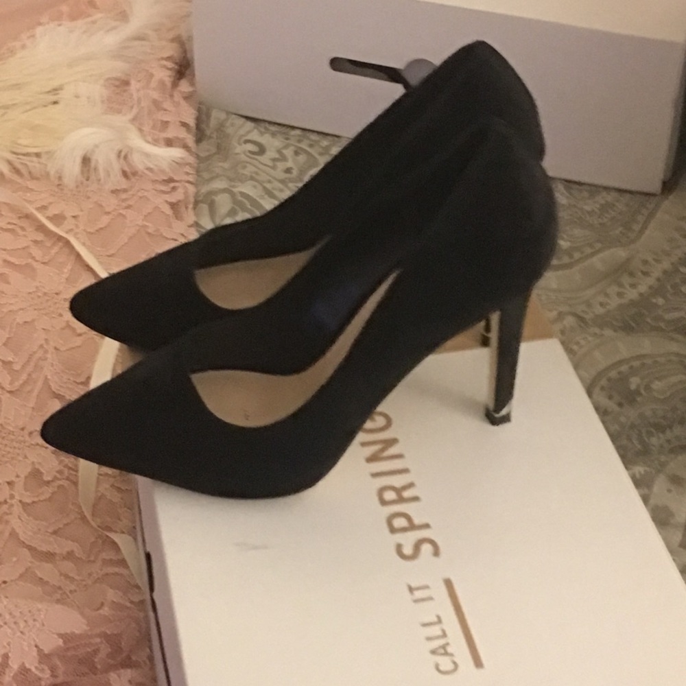 Call it spring black heels w gold accents