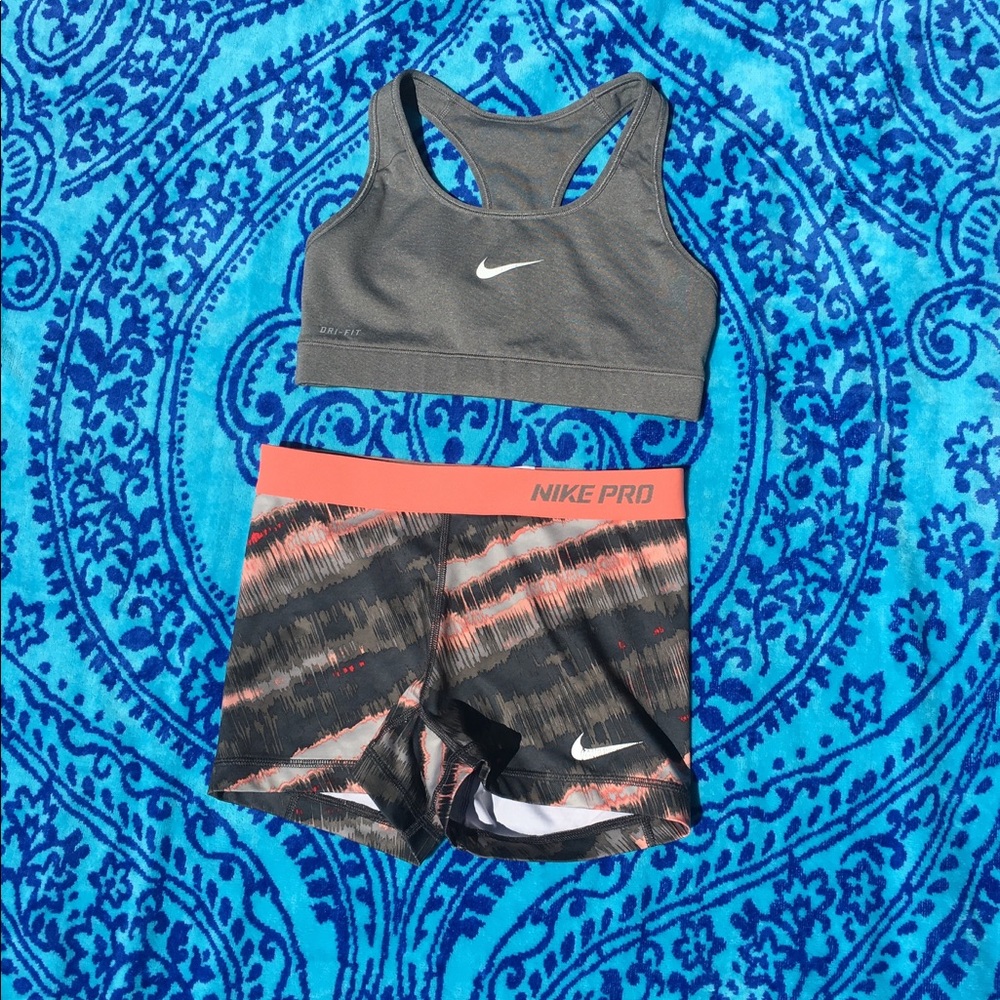 NIKE sports bra and matching Nike Pro Shorts