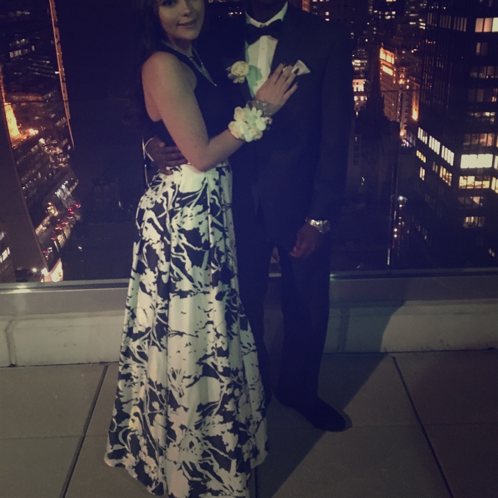 2 piece blue and cream formal