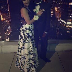 2 piece blue and cream formal