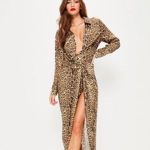 Nude leopard print dress