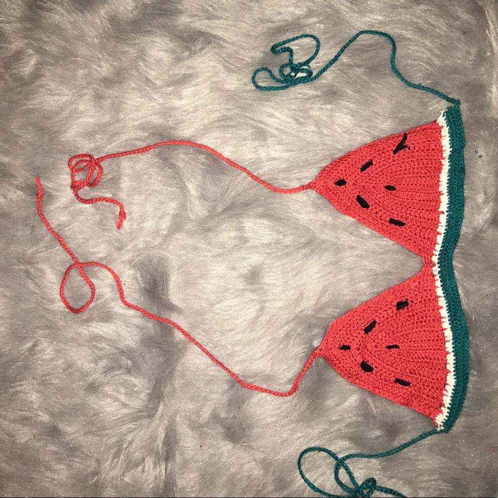 Watermelon crochet bikini top