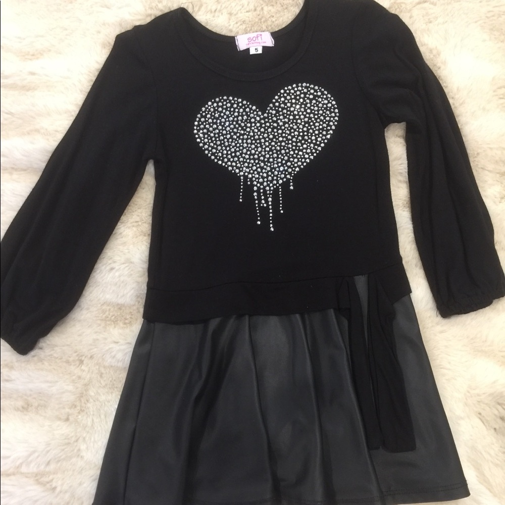 Sofia black cotton and faux leather dress