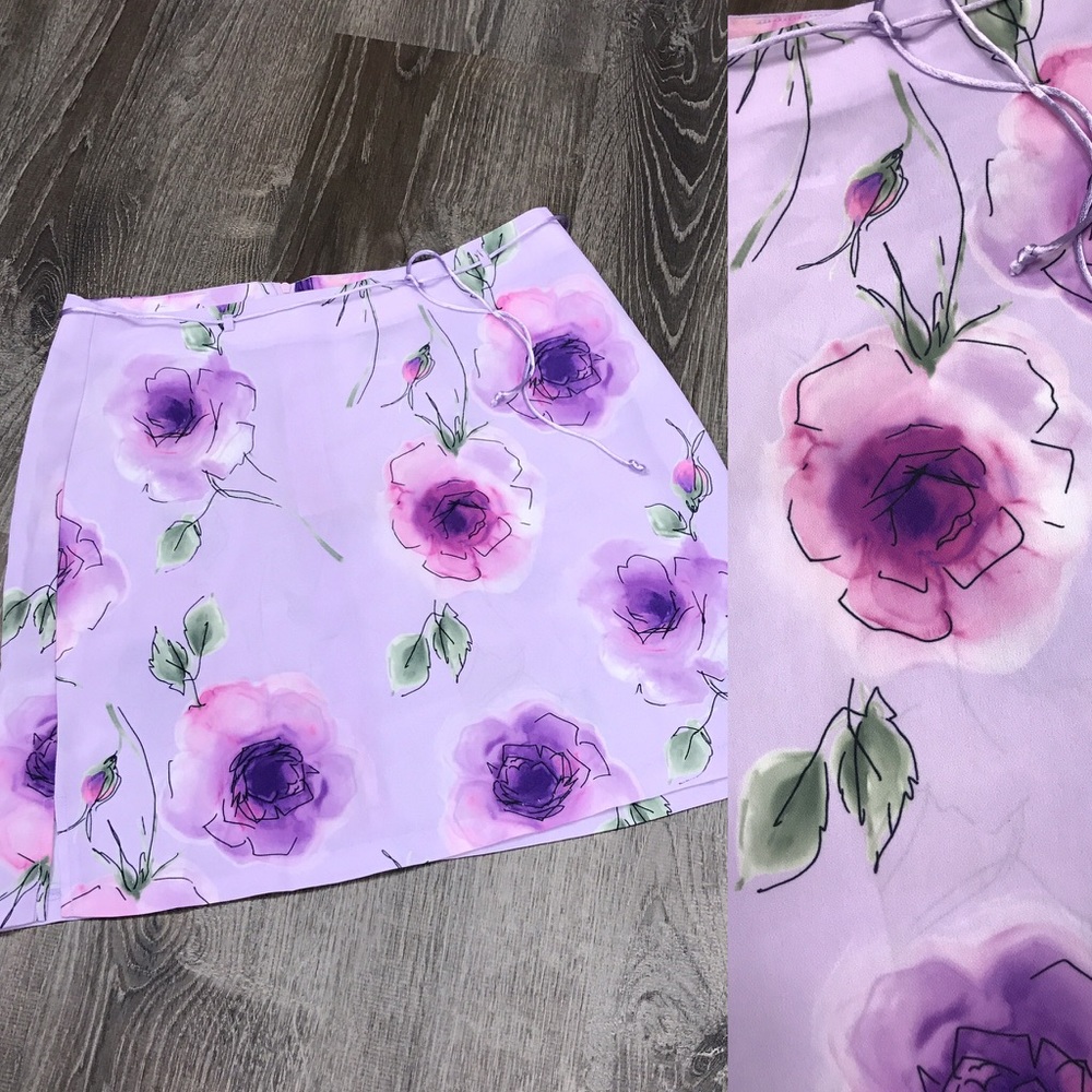 Purple Lilac Floral Straight Midi Skirt size 9