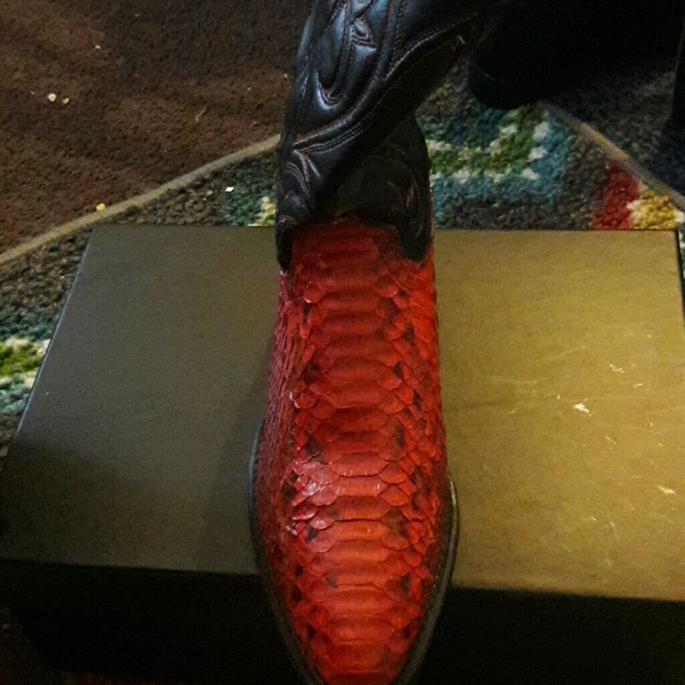 Red & BLACK SNAKE SKIN BOOTS