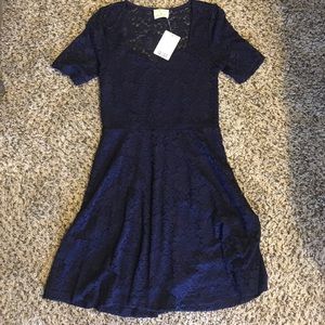 Lace navy dress