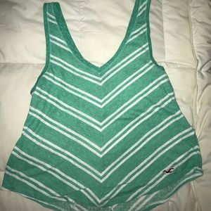 Green and white chevron Hollister top