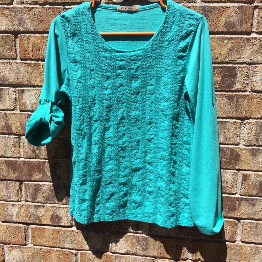 Gusta Fashion long sleeve aqua/teal colored shirt