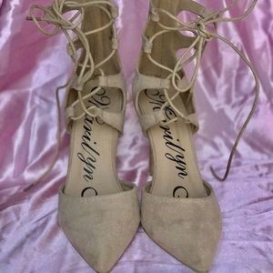 Nude Lace-Up Pumps Size 8