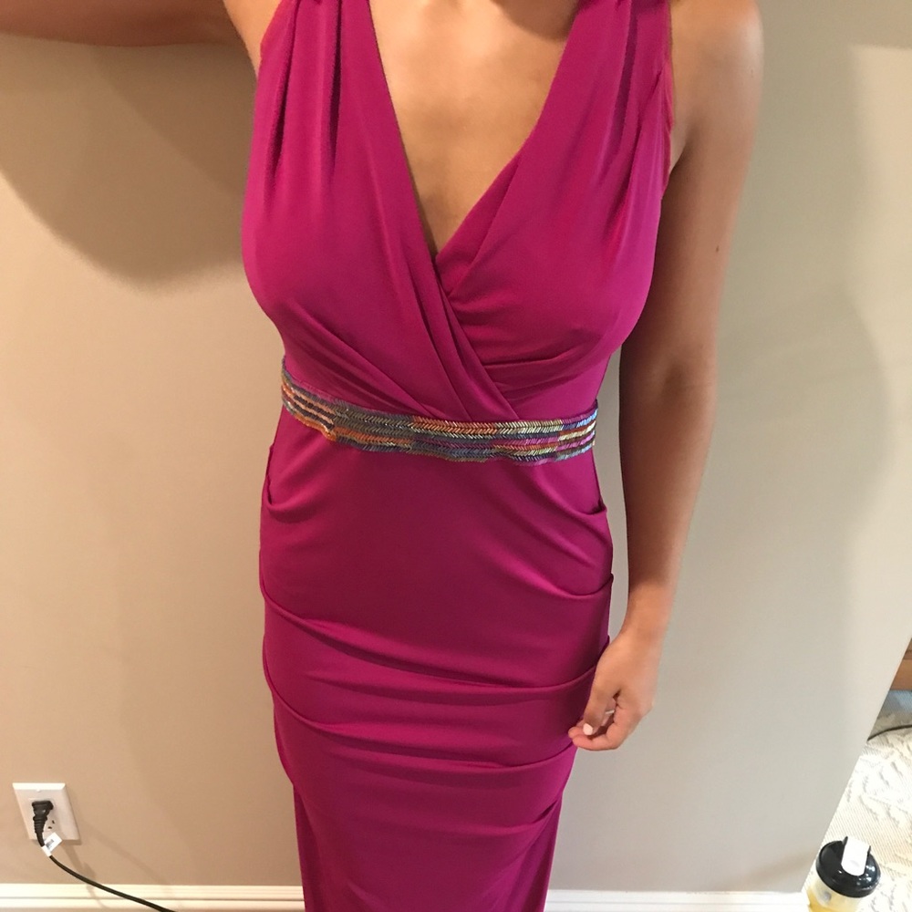 NICOLE MILLER FULL LENGTH HOT PINK GOWN