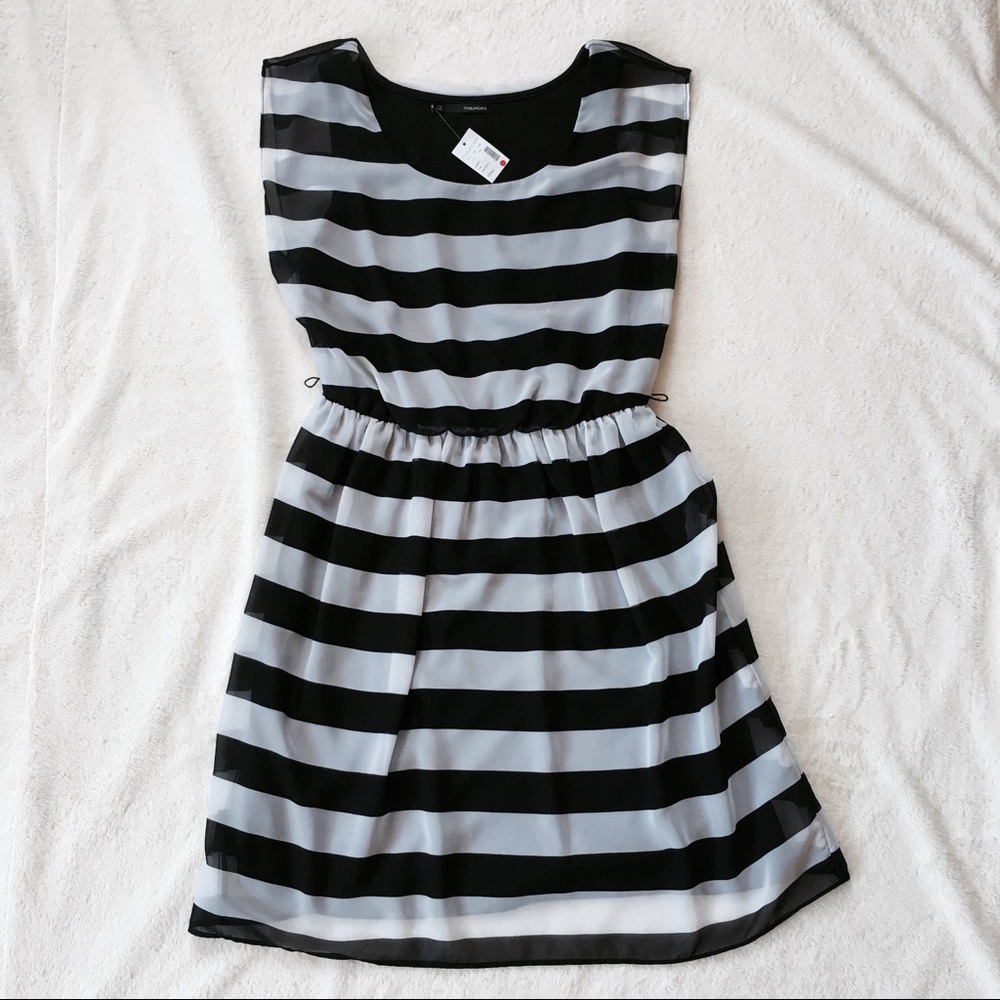 Maurices Striped Black and White Dress with Belt