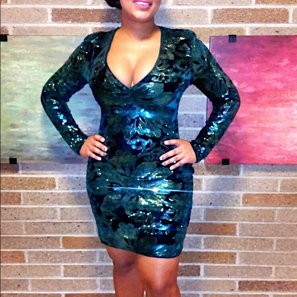 Sequined Velvet Bodycon Dress