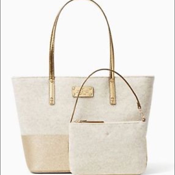 SALE Kate Spade frosted felt harmony tote&wristlet - Picture 6 of 7