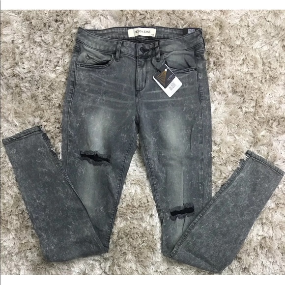 HIDDEN High Waist Gray Distressed Stretchy Jeans - Picture 3 of 7