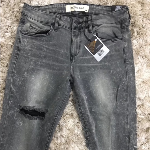 HIDDEN High Waist Gray Distressed Stretchy Jeans - Picture 2 of 7