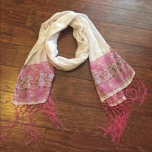 Pink and white scarf