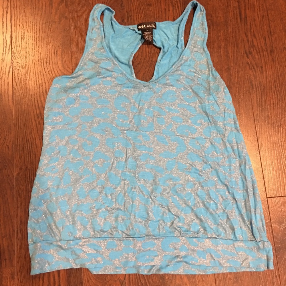 Blue/gray leopard print tank