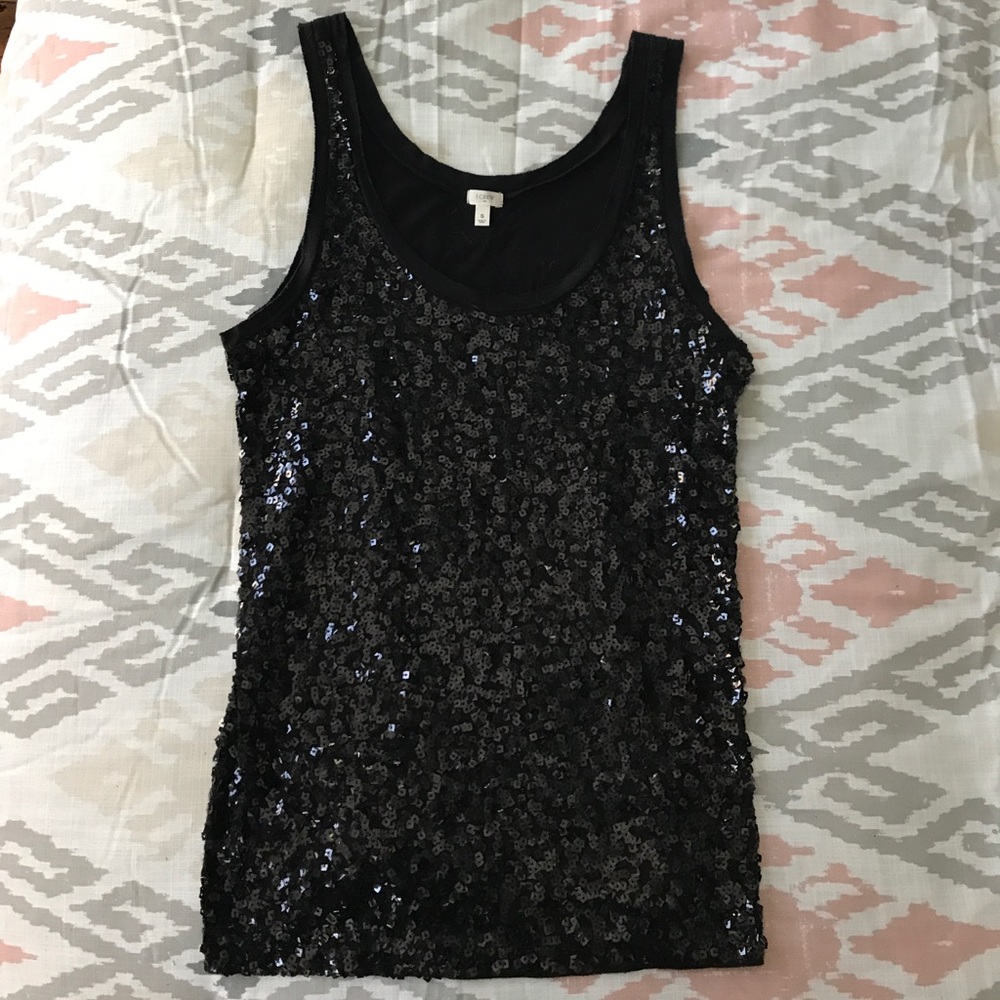 J crew black sequin tank