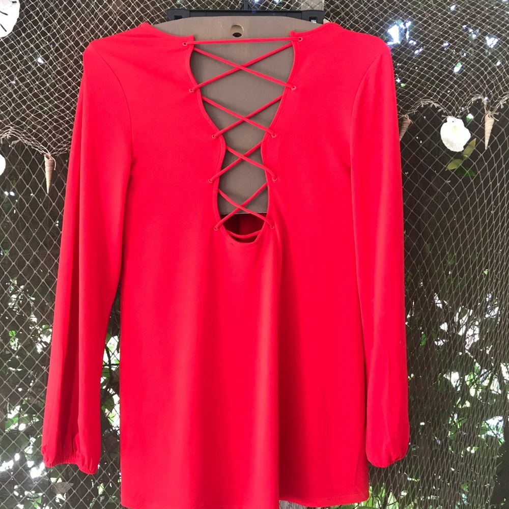 Red open back top from Express