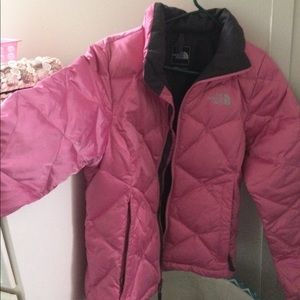 women's pink north face winter coat