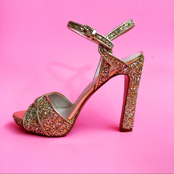 Nine West Shoes - Glitter Platform Open Toe Heel Nine West Shoes - Glitter Platform Open Toe Heel