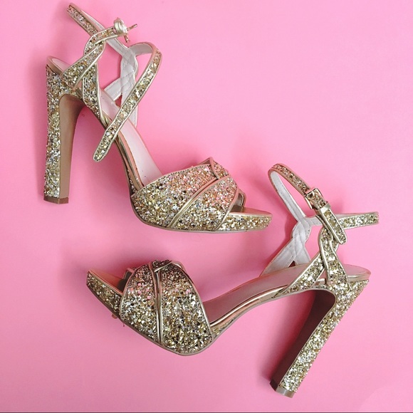 Nine West Shoes - Glitter Platform Open Toe Heel Nine West Shoes - Glitter Platform Open Toe Heel