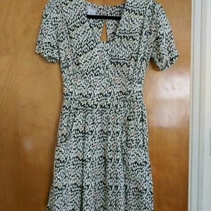 Open back printed fit and flare dress