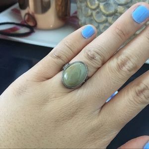 Authentic Silver & Green Gemstone Ring