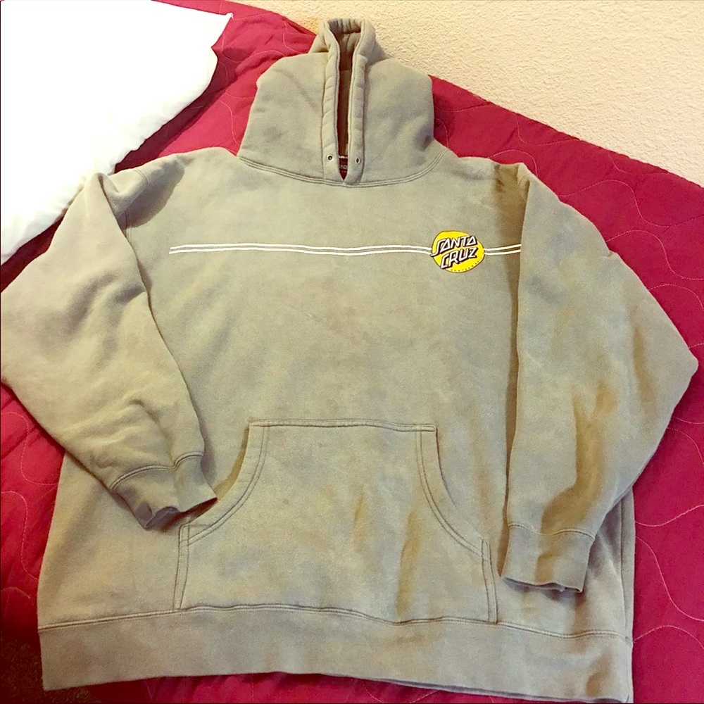 Men's Grey Santa Cruz Hoodie W/ Yellow Label