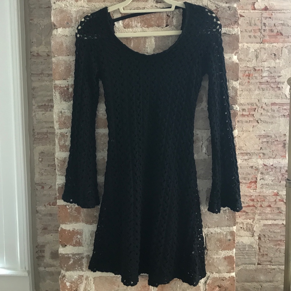 Black crochet dress