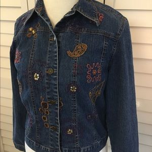 Hearts of Palm Embellished Dark Wash Jean Jacket