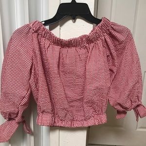 Red and White Plaid Top