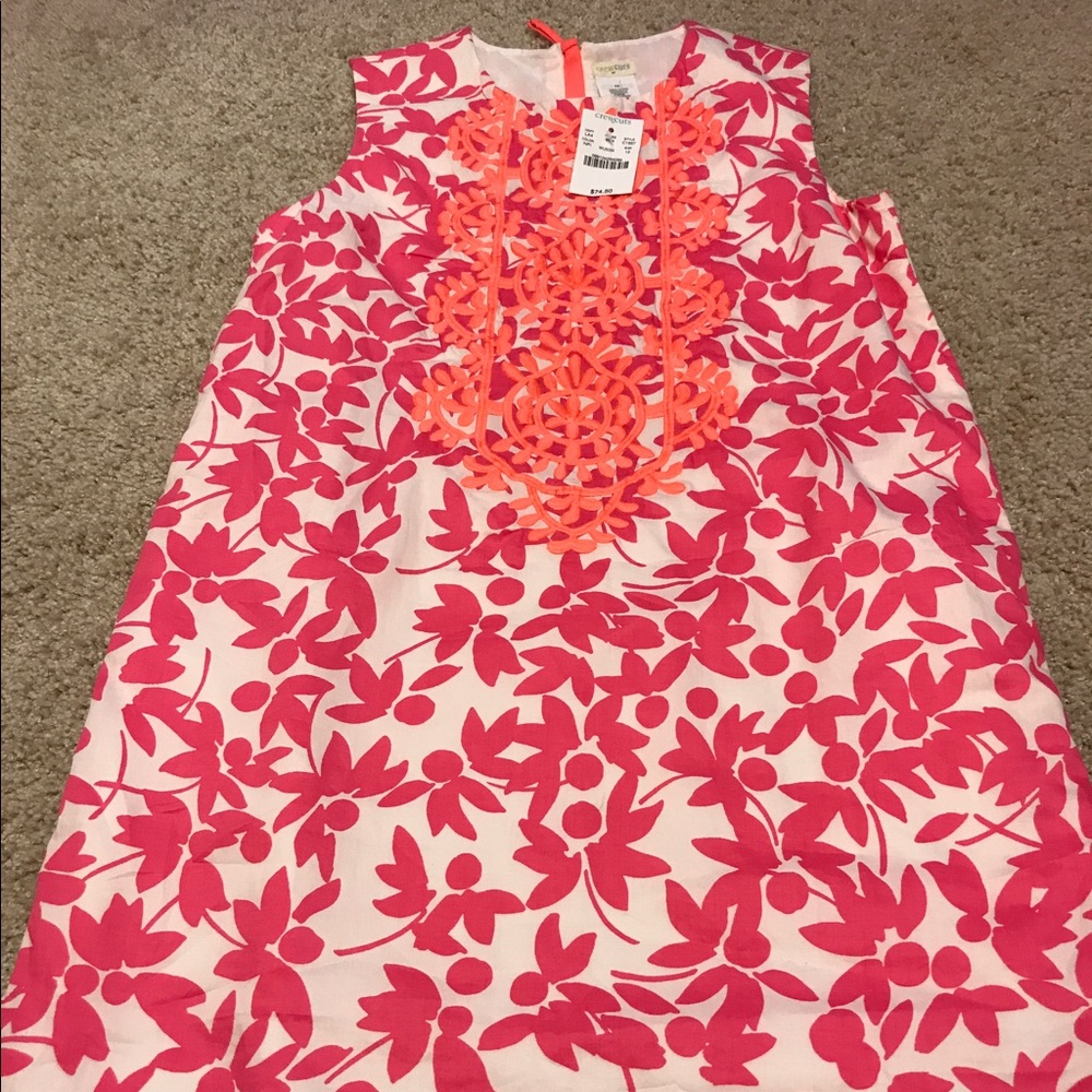 J crew crew cuts pink and orange shift dress